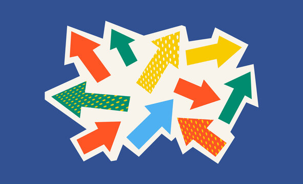 Multiple direction arrows decision choice concept illustration