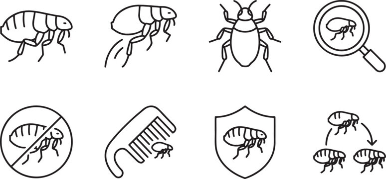 Flea and pest control icon set
