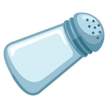 Metal salt shaker food seasoning icon in cartoon vector style. Ideal for restaurant menus, cooking themes, and kitchen related visuals.