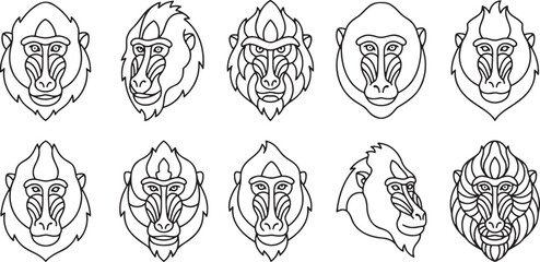 Primate and monkey face expression icons © HM