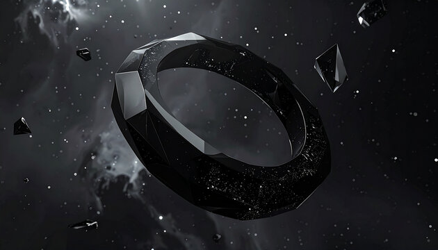Black ring with fragments in space