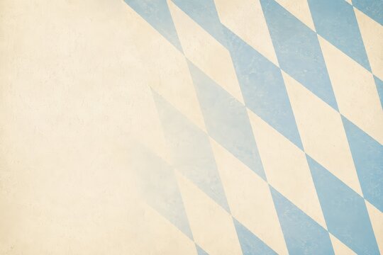 Traditional Bavarian Blue and White Diamond Lozenge Pattern on Textured Background.