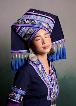 Portrait of a Woman in Traditional Zhuang Ethnic Costume