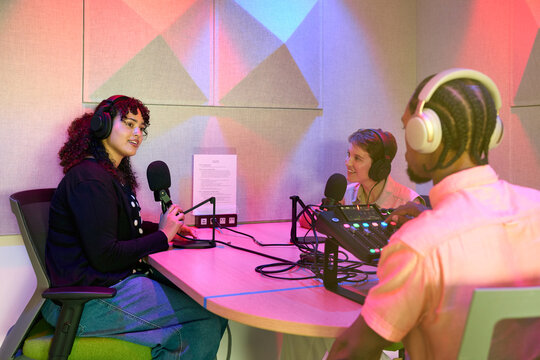 Recording of a podcast interview