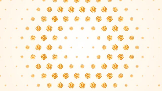 Medical healthcare background loop featuring a pulsing mandala pattern of orange sun icons with Vitamin D text on a bright backdrop. Perfect for nutrition and pharmacy presentation slides