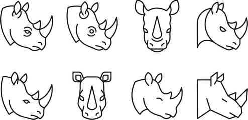 Rhino head portraits and silhouettes © HM