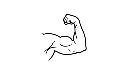 Simple black line art of a flexing muscular arm