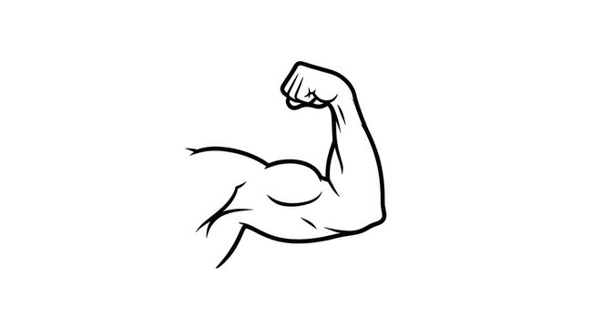 Simple black line art of a flexing muscular arm