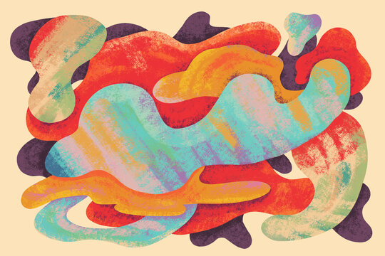 Colorful abstract shapes on a light background with smooth curves