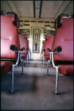 Interior view of an old train