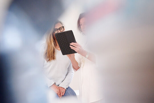 View of consultation through foreground blur