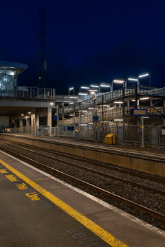 Early Morning Empty Train Station in Dublin During Dawn Time