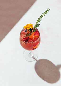 Beautiful vegan fruit punch or mulled wine cocktail