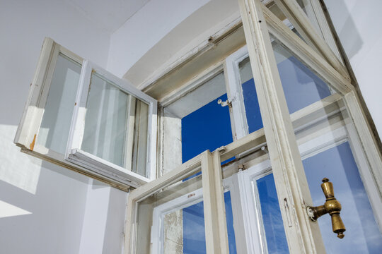 Old window in a window frame