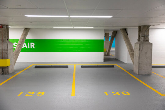 Interior Modern Parking Garage Nobody green stripe
