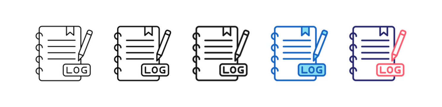 Logbook Icon In 5 Different Styles Set Collection.   