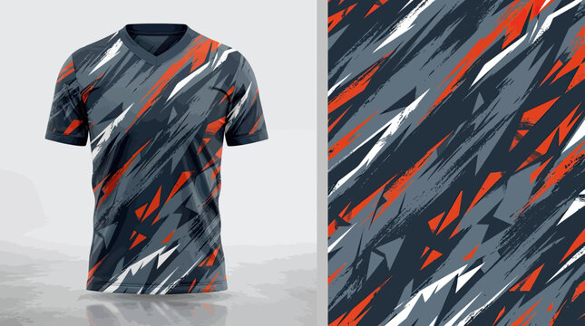 Grey red and black diagonal brushstroke jersey design