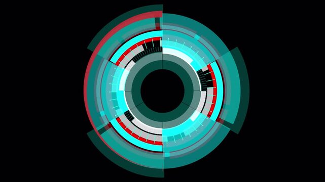 4k futuristic technology circle hud target cyber gui element interface concentric radar scanner reticle concept transparent alpha channel overlay