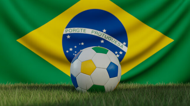 Brazilian national football team jersey with national flag pattern on green grass