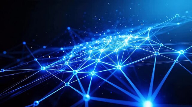 Abstract network of glowing blue nodes