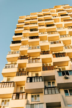 High-rise Building With Balconies Under Clear Sky in City