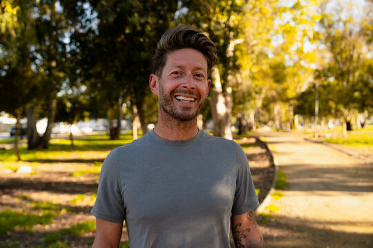 Runner Smiling In Park