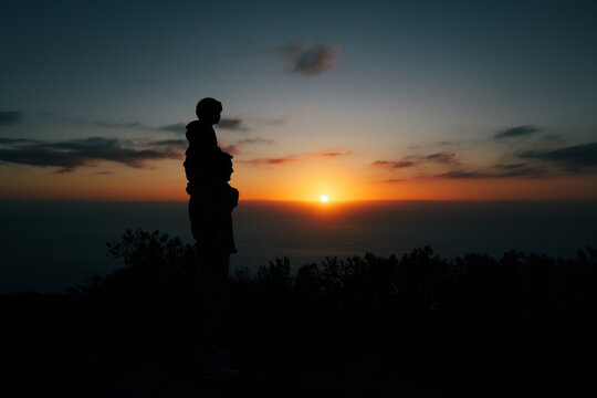 Silhouette at sunset viewpoint on La Palma, Canary Islands