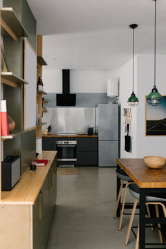 A sleek kitchen within a modern residence