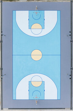 Aerial View of New Outdoor Basketball Court Top Down