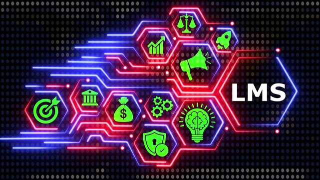 Learning management system lms concept with digital background video.