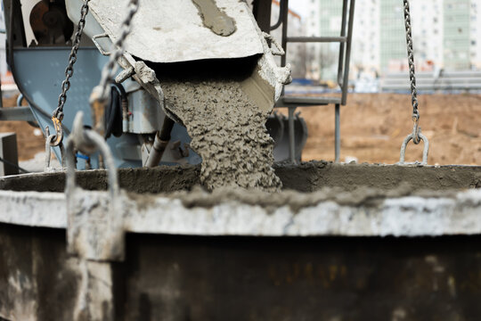 Concrete pouring from mixer chute