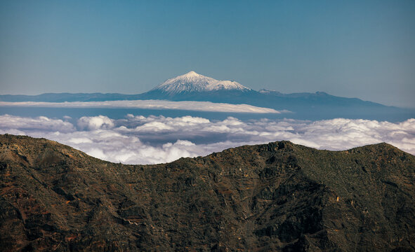Teide volcano viewed from Roque de los Muchachos, La Palma