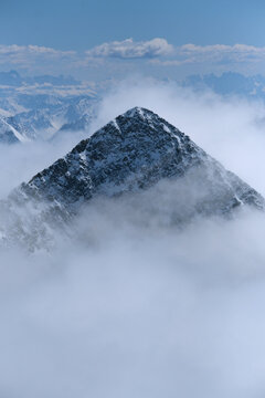 Snowy Tyrolean Alps at 3000 meters, Stubai Glacier.