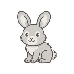 Obraz premium Adorable cartoon gray rabbit sitting peacefully.