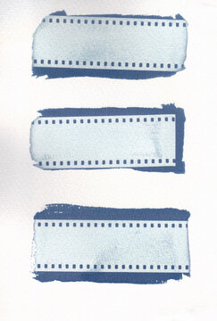 Cyanotype printing film strips 