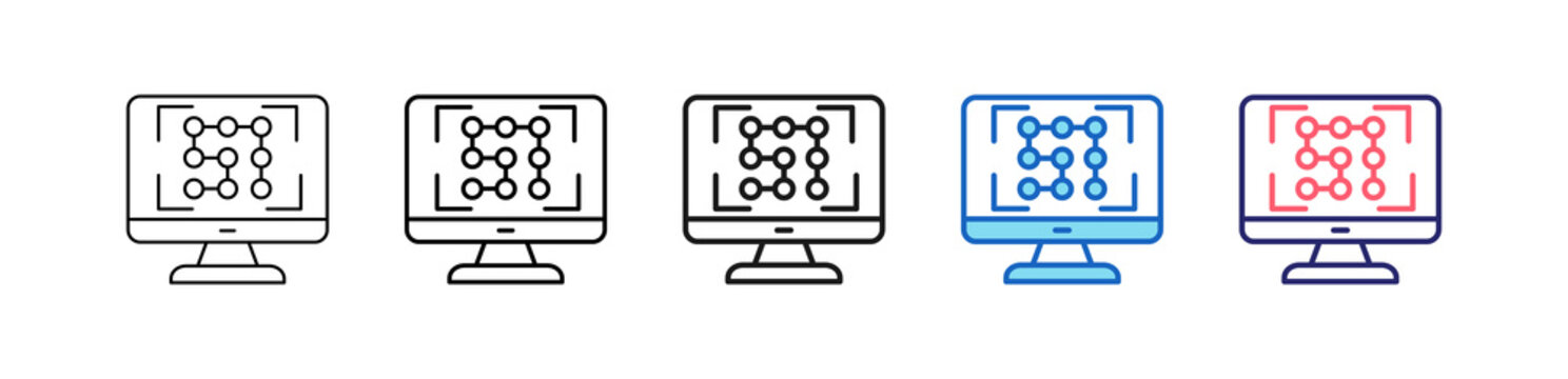 Pattern Recognition Icon In 5 Different Styles Set Collection.   