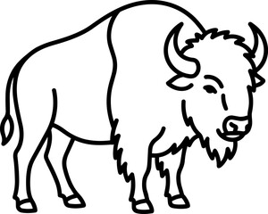 Fototapeta premium Bison Outline Illustration - Wild Animal Vector Art