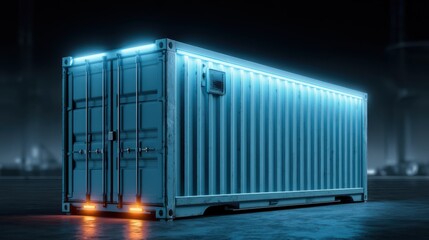 Fototapeta premium A smart container equipped with IoT sensors transmitting real-time location data for efficient tracking and management in logistics and supply chain operations.