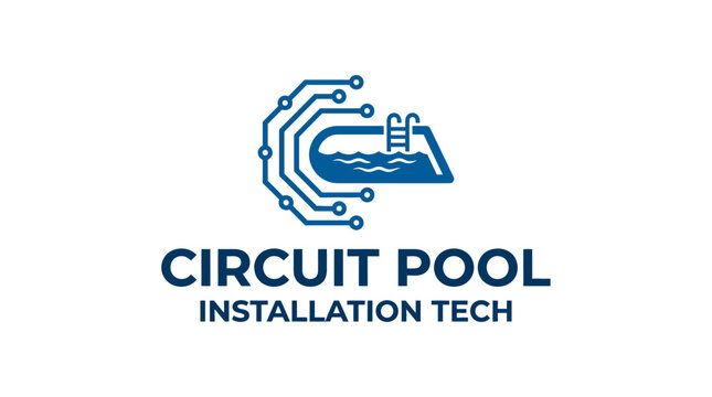 Circuit board inspired pool logo for tech installation business