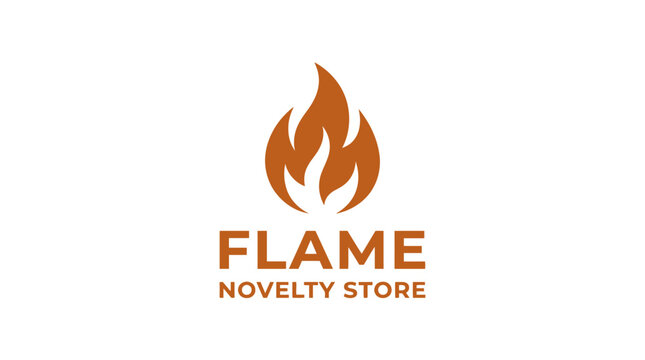 Abstract fire flame logo with text for novelty store, graphic element