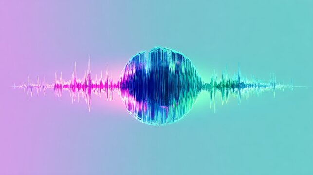 beautiful voice ai circle with blue green purple pink gradient