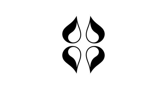 Abstract Four Black Drops Symbol Isolated on White Background