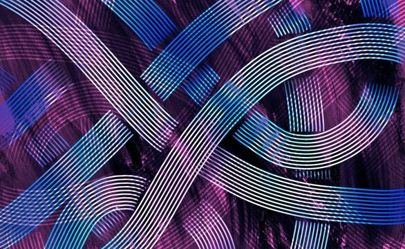 Abstract Interwoven Ribbons in Blue and Purple Gradient