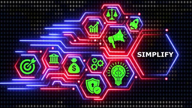 Business process simplification concept with abstract graphics.