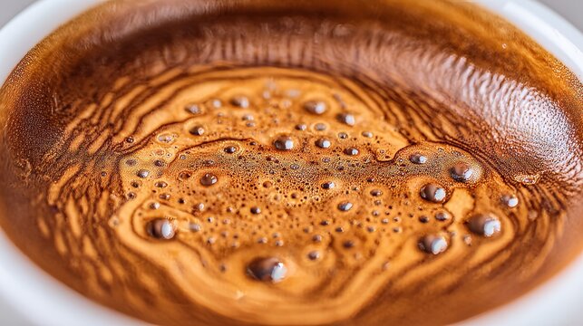 espresso crema forming in a white coffee cup