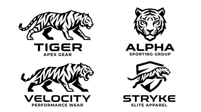 Tiger logos with text.