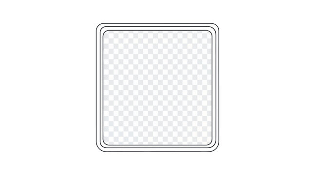 Blank Square Template with Rounded Corners and Double Border on White Background