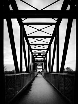 Steel bridge in black and white