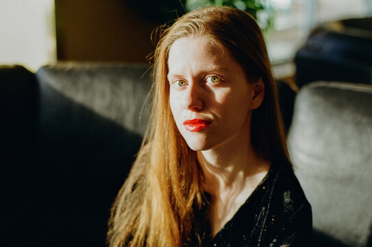Young woman on the sofa