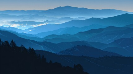 Naklejka premium Modern bluegrass poster with Carolina Blue Ridge mountains.